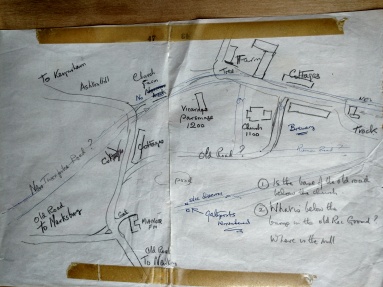 Derek Richard's annotated hand drawn village map